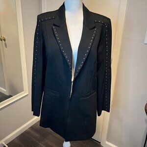 Insight NY Black Front Hook Long Blazer Jacket with Silver studs, Size 12